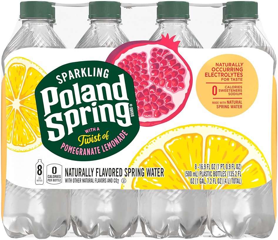 Poland Spring Sparkling Water, Pomegranate Lemonade, 16.9 oz. Bottles (Pack of 8) - Image 1