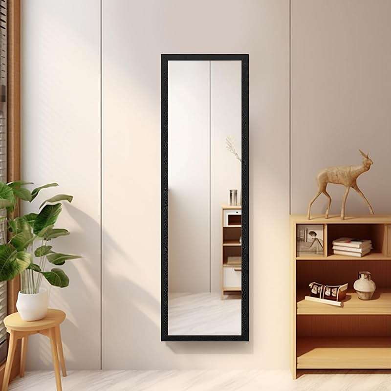 Beauty4U Full Length Wall Mirror - Explosion-Proof, Rectangular Float Framed for Room Decor, 50" x 14", Black - Image 1