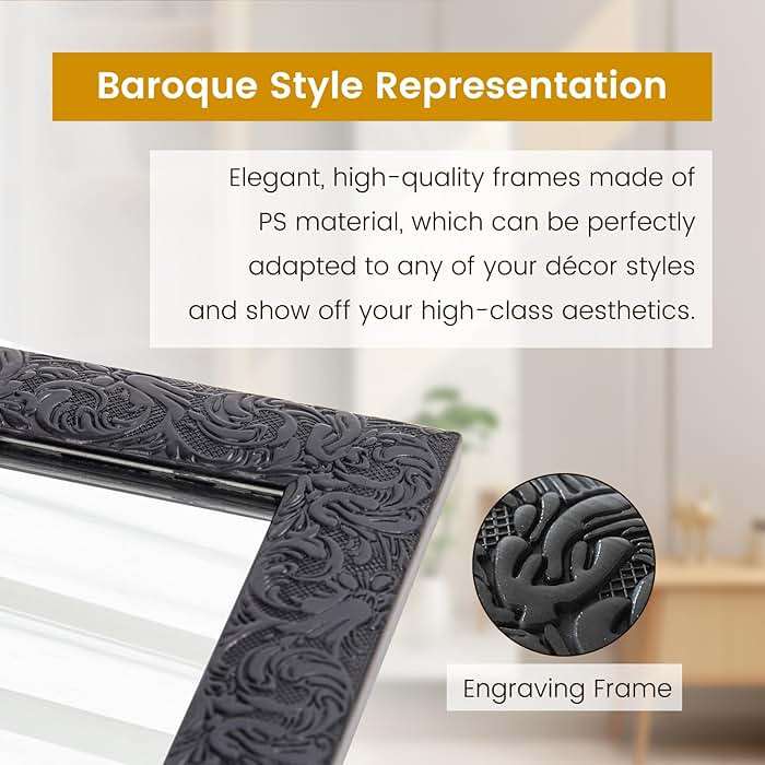 Beauty4U Full Length Wall Mirror - Explosion-Proof, Rectangular Float Framed for Room Decor, 50" x 14", Black - Image 4