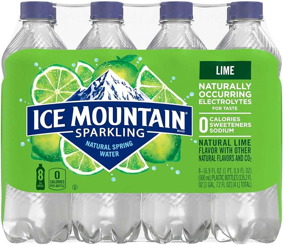 Ice Mountain Sparkling Water, Zesty Lime, 16.9 oz. Bottles (8 Pack) - Image 3