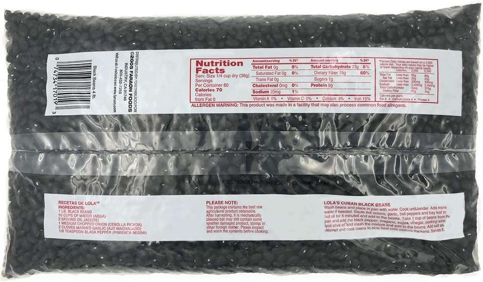 FARAON Black Beans, 4 Pound - Image 3