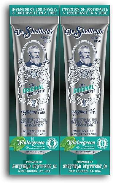 Dr. Sheffield’s Certified Natural Toothpaste (Wintergreen) - Great Tasting, Fluoride Free Toothpaste/Freshen Your Breath, Whiten Your Teeth, Reduce Plaque (2-Pack) - Image 1