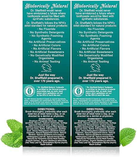 Dr. Sheffield’s Certified Natural Toothpaste (Wintergreen) - Great Tasting, Fluoride Free Toothpaste/Freshen Your Breath, Whiten Your Teeth, Reduce Plaque (2-Pack) - Image 2