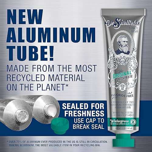Dr. Sheffield’s Certified Natural Toothpaste (Wintergreen) - Great Tasting, Fluoride Free Toothpaste/Freshen Your Breath, Whiten Your Teeth, Reduce Plaque (2-Pack) - Image 3