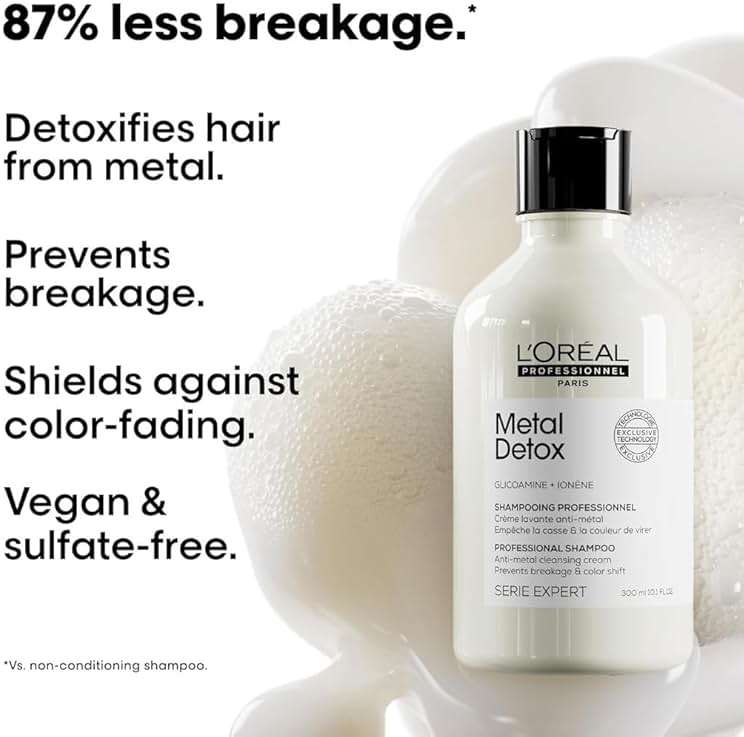 L'Oréal Professionnel Paris Metal Detox Shampoo - Sulfate-Free Anti-Breakage Shampoo For Damaged or Color-Treated Hair, Detoxifies, Prevents Damage & Prolongs Hair Color - Image 3