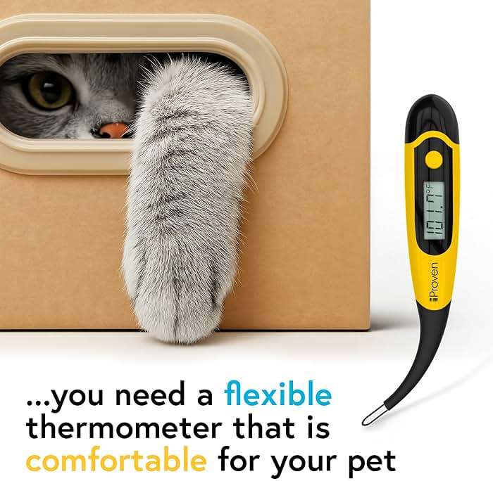 iProven Dog & Cat Thermometer for Accurate Fever Detection, Comfortable Flexible Tip, Waterproof Pet Thermometer, Fast Readings in 20 sec, Whelping and Veterinary Supply, DTK-117Y - Image 6