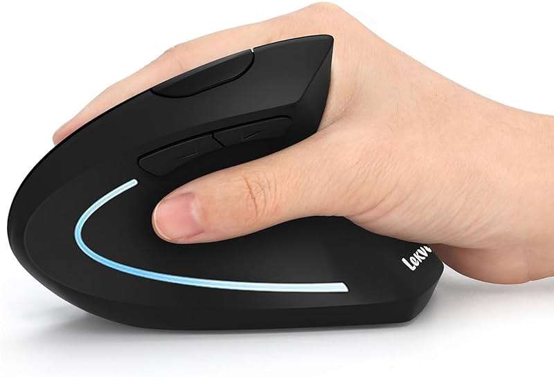Ergonomic Mouse, LEKVEY Vertical Wireless Mouse - Rechargeable 2.4G Optical Vertical Mice : 3 Adjustable DPI 800/1200/1600 Levels 6 Buttons, for Laptop, Mac, PC, Computer, Desktop, Notebook etc, Black - Image 1