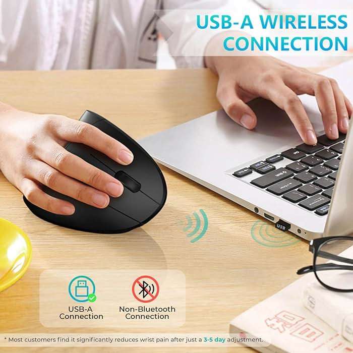 Ergonomic Mouse, LEKVEY Vertical Wireless Mouse - Rechargeable 2.4G Optical Vertical Mice : 3 Adjustable DPI 800/1200/1600 Levels 6 Buttons, for Laptop, Mac, PC, Computer, Desktop, Notebook etc, Black - Image 4