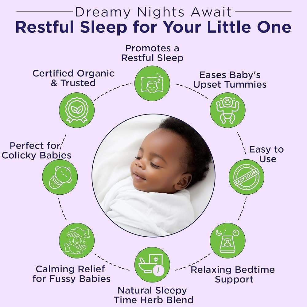 Wellements Organic Nighttime Gripe Water for Babies 1 Month+ (4 Fl Oz) - Baby Gripe Water for Bedtime Relief Gas, Colic & Fussiness - Herbs Promote a Peaceful Night’s Sleep - USDA Certified & Non GMO - Image 5