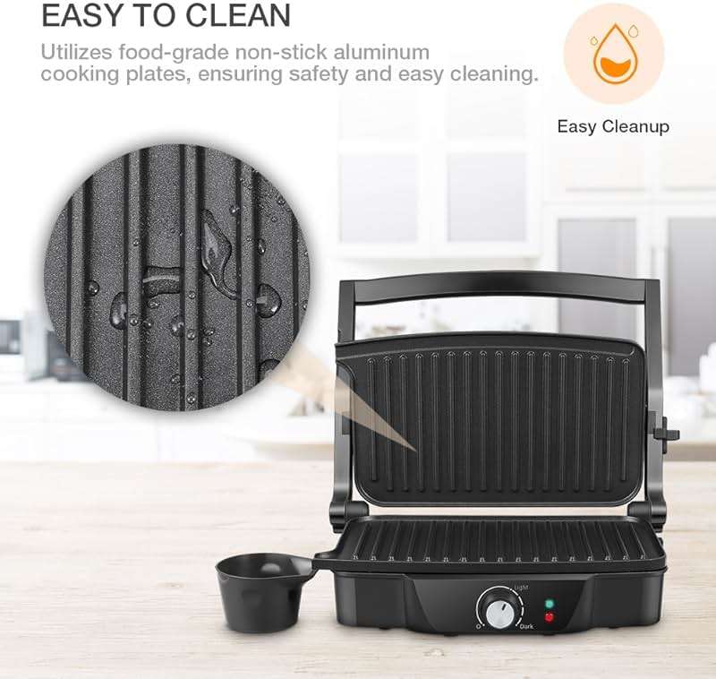 Panini Maker, iSiLER 2 Slice Panini Press Grill, Electric Sandwich Maker Non-Stick Coated Plates, Opens 180 Degrees for Cooking Breakfast Snacks - Image 6