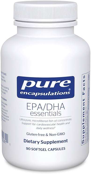Pure Encapsulations EPA/DHA Essentials - Fish Oil Concentrate Supplement to Support Cardiovascular Health* - Premium EPA & DHA Supplement with Omega 3-90 Softgel Capsules - Image 1