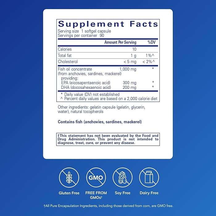 Pure Encapsulations EPA/DHA Essentials - Fish Oil Concentrate Supplement to Support Cardiovascular Health* - Premium EPA & DHA Supplement with Omega 3-90 Softgel Capsules - Image 2