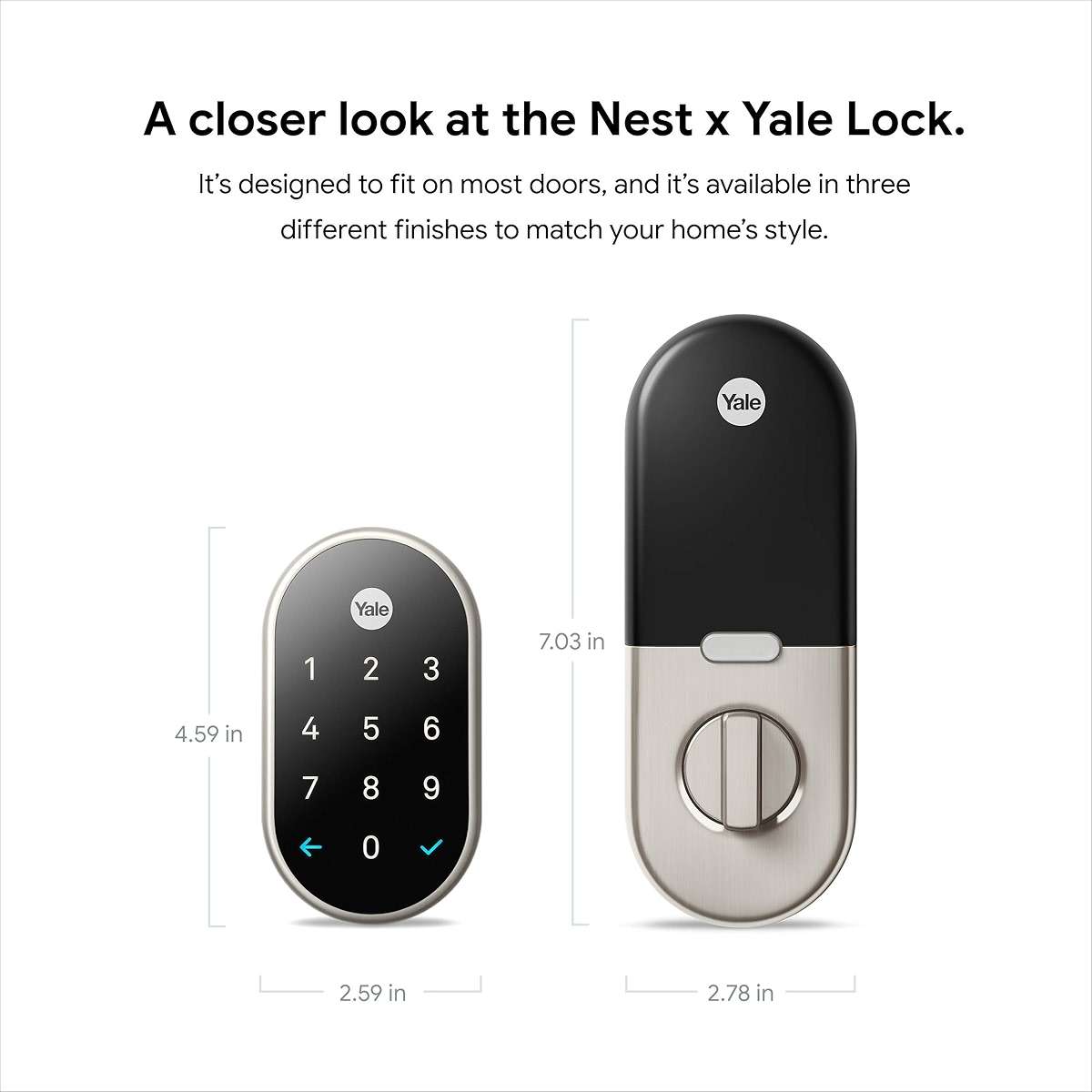 Google Nest x Yale Lock - Tamper-Proof Smart Lock for Keyless Entry - Keypad Deadbolt Lock for Front Door - Satin Nickel - Image 3