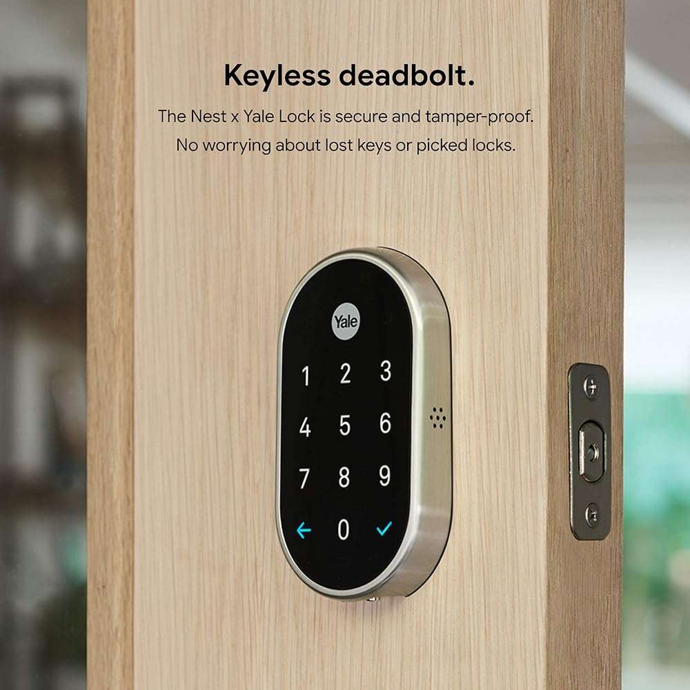 Google Nest x Yale Lock - Tamper-Proof Smart Lock for Keyless Entry - Keypad Deadbolt Lock for Front Door - Satin Nickel - Image 5