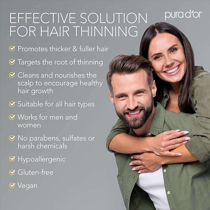PURA D'OR Gold Label Anti-Thinning Biotin Shampoo & Conditioner, 16oz x2 | Thicker-Looking Hair, Clinically Tested, Botanical Extracts, Aloe Vera Base, Men & Women, Sulfate-Free, Natural Earthy Scent - Image 6