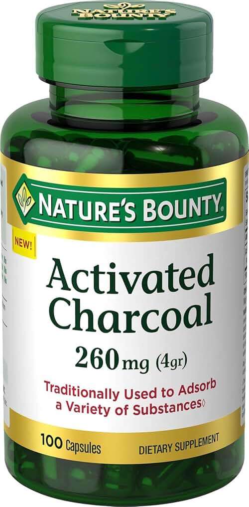 Nature's Bounty Activated Charcoal 260 mg, 100 Capsules, Dietary Supplement to Support a Healthy Lifestyle - Image 1