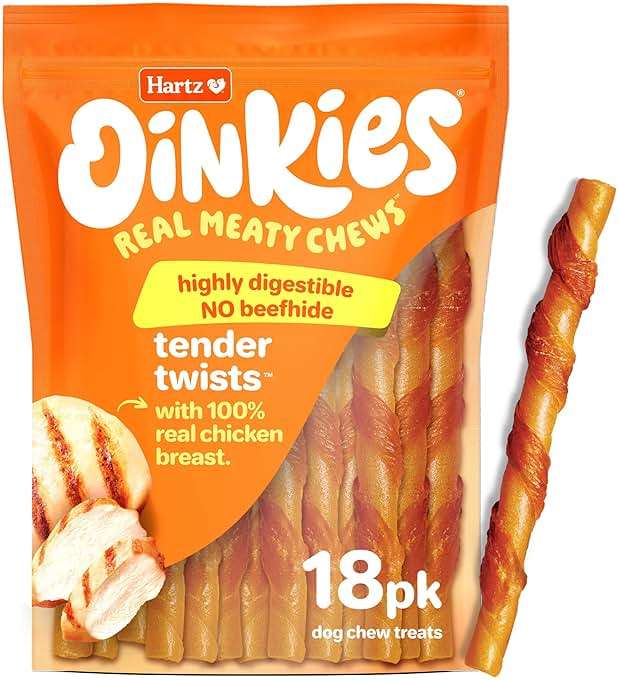 Hartz Oinkies Tender Twists Rawhide‑Free Dog Chews with Real Chicken Breast, Highly Digestible, Long‑Lasting Treats, 18 Count - Image 2