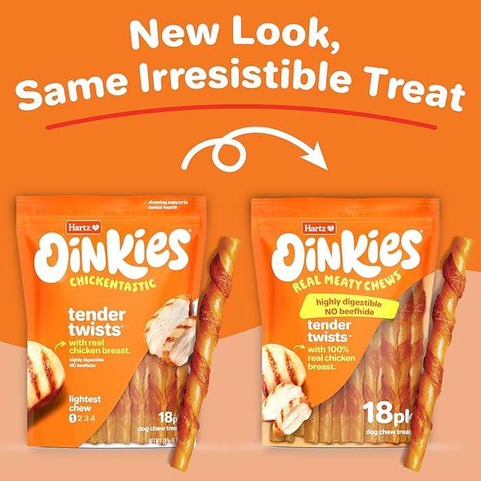 Hartz Oinkies Tender Twists Rawhide‑Free Dog Chews with Real Chicken Breast, Highly Digestible, Long‑Lasting Treats, 18 Count - Image 3