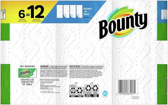 Bounty Select-A-Size Paper Towels, White, Big Rolls, 6 Count of 74 Sheets Per Roll, 6 Count (Pack of 1) - Image 2