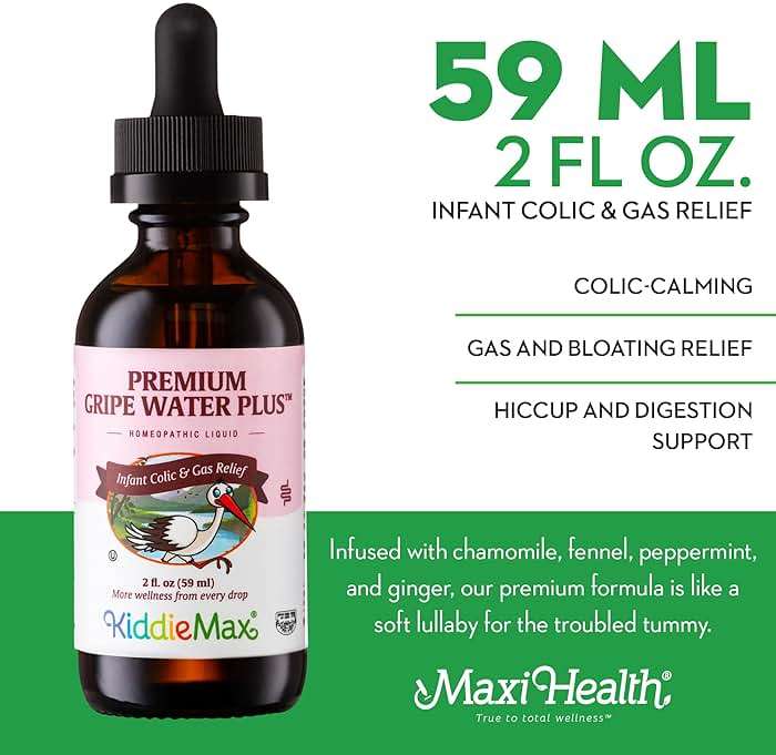 Maxi Health Gripe Water for Babies – Fast Acting Homeopathic Colic Calm Baby Gas Drops for Newborns – Natural Chamomile, Ginger, Peppermint & Fennel Baby Water for Hiccups (2 fl oz) - Image 3