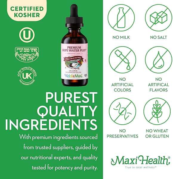 Maxi Health Gripe Water for Babies – Fast Acting Homeopathic Colic Calm Baby Gas Drops for Newborns – Natural Chamomile, Ginger, Peppermint & Fennel Baby Water for Hiccups (2 fl oz) - Image 5