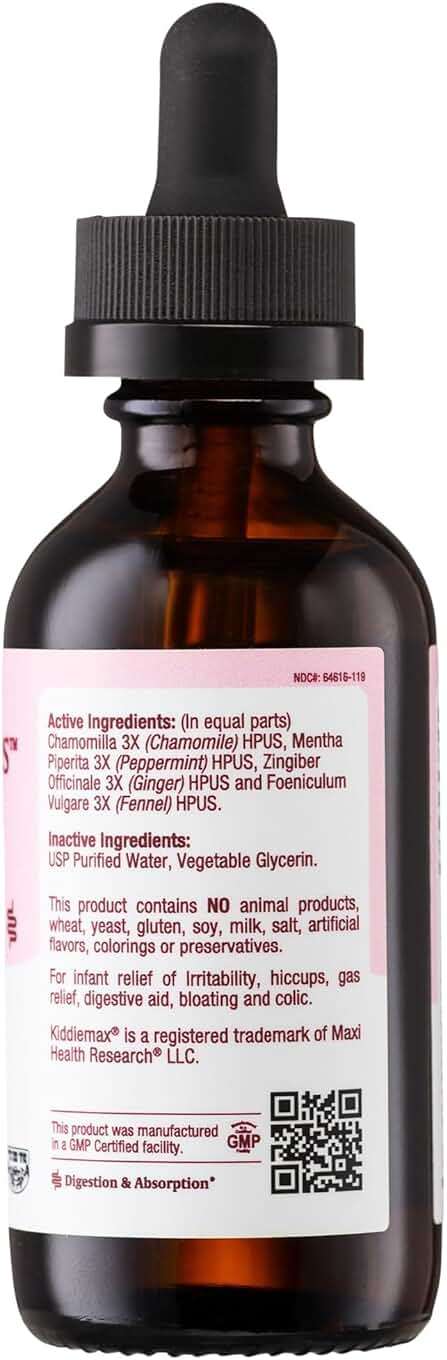 Maxi Health Gripe Water for Babies – Fast Acting Homeopathic Colic Calm Baby Gas Drops for Newborns – Natural Chamomile, Ginger, Peppermint & Fennel Baby Water for Hiccups (2 fl oz) - Image 8