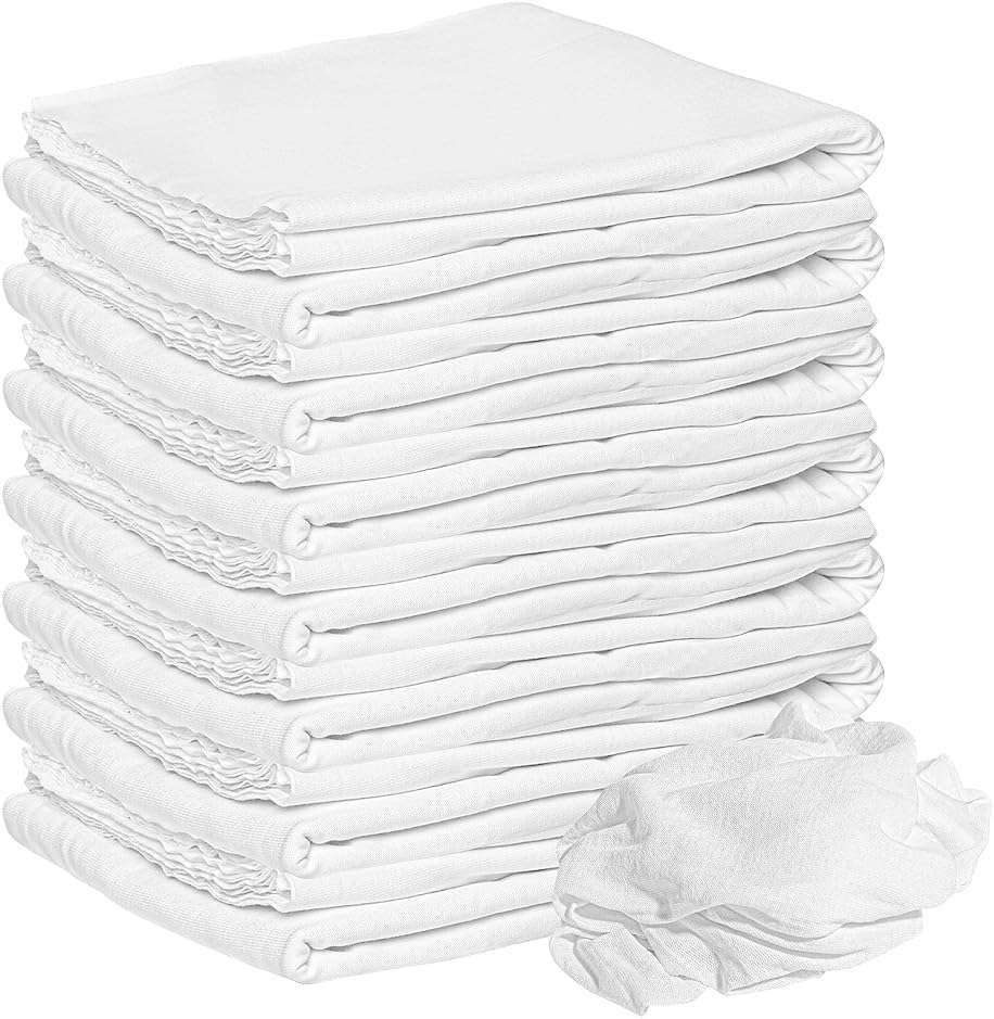 Nabob Wipers New Lint Free Cloth (15 Pack) - 100% Cotton Cleaning Rags Exact Cut - Premium White Rags for Cleaning House - White Rags for Dusting, Staining, Polishing, Painting 18"x18" - Image 1