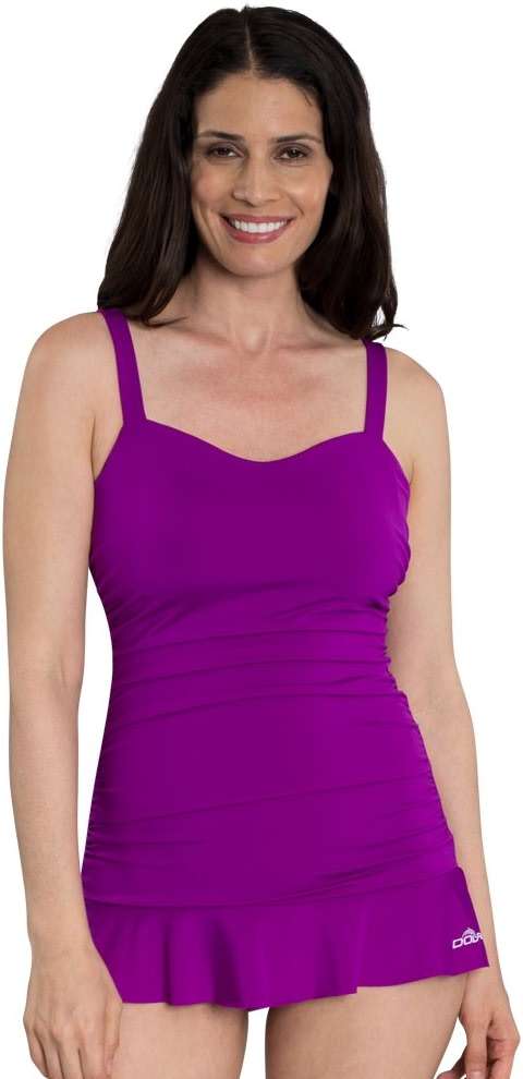 Dolfin Aquashape Women's Swim Dress - Ruched One Piece Swimsuit with Sweetheart Neckline and Ruffle Skirt - Image 3