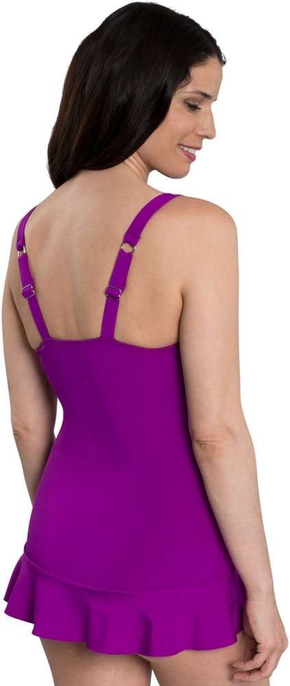 Dolfin Aquashape Women's Swim Dress - Ruched One Piece Swimsuit with Sweetheart Neckline and Ruffle Skirt - Image 4