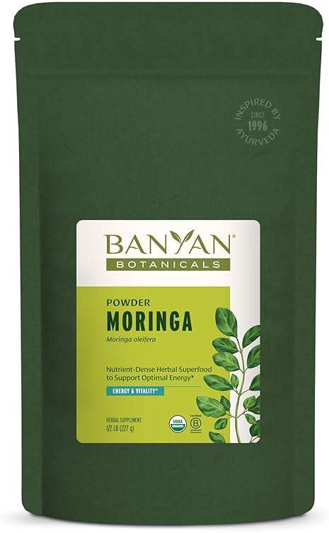 Banyan Botanicals Organic Moringa Powder – Moringa Oleifera – Superfood Powder and Natural Source of Vitamins & Minerals* – 1/2lb – Non-GMO Sustainably Sourced Vegan - Image 1