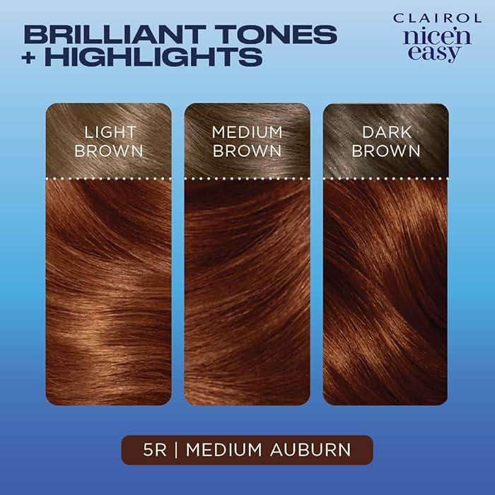 Clairol Nice'n Easy Permanent Hair Dye, 5R Medium Auburn | 100% Gray Coverage | Long‑Lasting, Natural‑Looking Color & Shine | Pack of 1 - Image 5