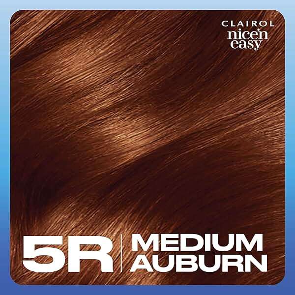 Clairol Nice'n Easy Permanent Hair Dye, 5R Medium Auburn | 100% Gray Coverage | Long‑Lasting, Natural‑Looking Color & Shine | Pack of 1 - Image 9