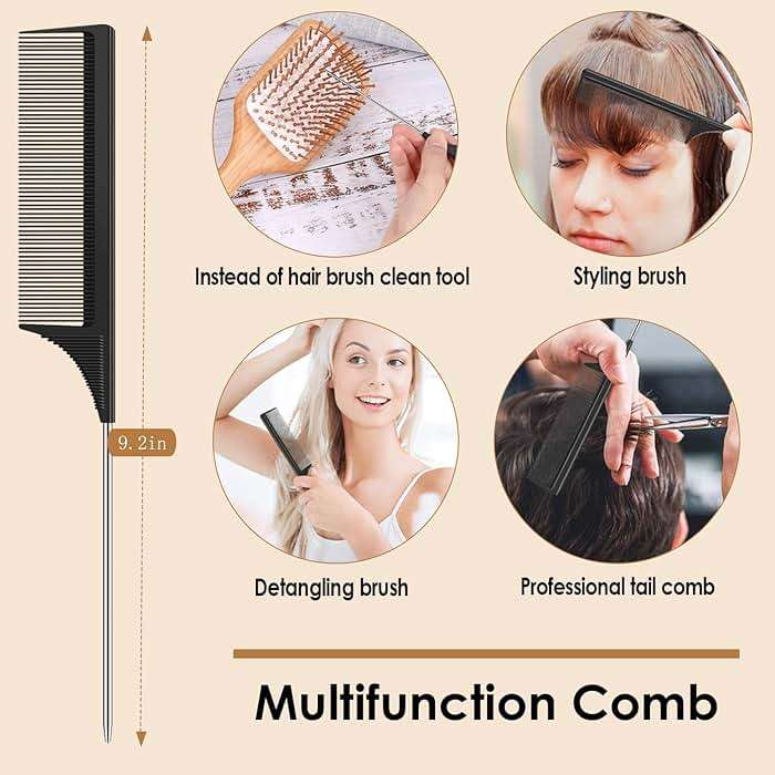 Hair Brush-Natural Wooden Bamboo Brush and Detangle Tail Comb, Paddle Hairbrush for Women Men and Kids Make Thin Long Curly Hair Health and Massage Scalp - Image 6