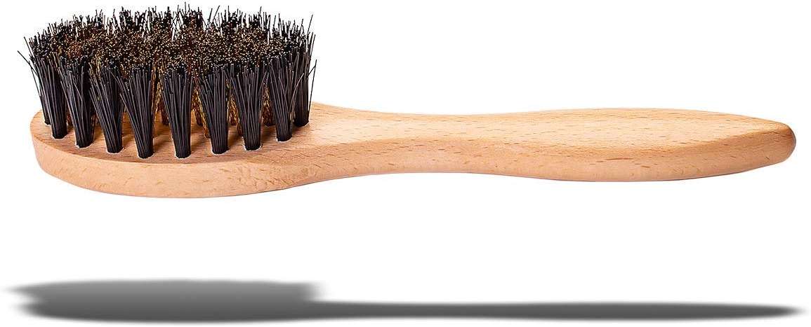 Valentino Garemi Suede & Nubuck Cleaning Brush – Brass + Polymer Bristles for Stain & Spot Removal on Shoes, Boots and Garments – Wooden Handle – Made in Germany - Image 1