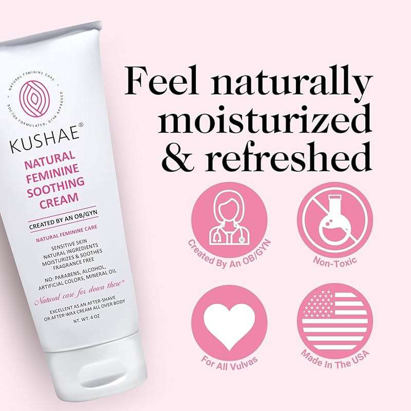 Kushae Feminine Soothing After Shave Cream - OB/GYN Made, Natural, Fragrance Free, Aloe-Based, pH Balanced Intimate Moisturizer for Women 4oz - Image 6