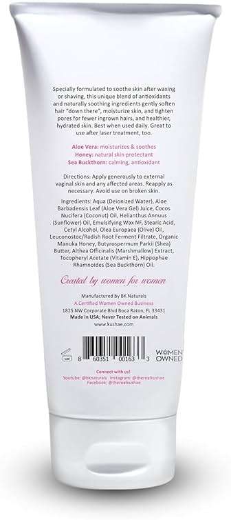 Kushae Feminine Soothing After Shave Cream - OB/GYN Made, Natural, Fragrance Free, Aloe-Based, pH Balanced Intimate Moisturizer for Women 4oz - Image 9
