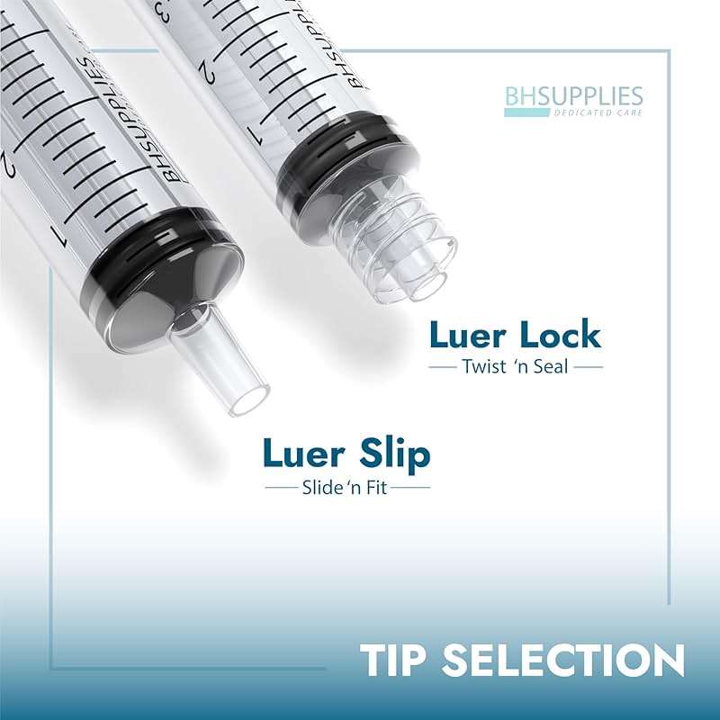BH Supplies 1mL Luer Slip Tip Syringes (No Needle) - Sterile, Individually Wrapped - 100 Syringes - Image 3