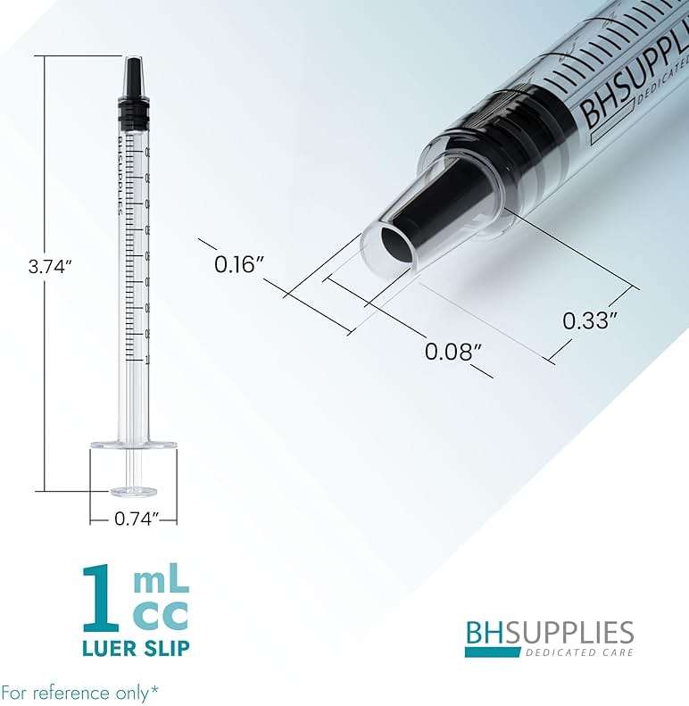 BH Supplies 1mL Luer Slip Tip Syringes (No Needle) - Sterile, Individually Wrapped - 100 Syringes - Image 6