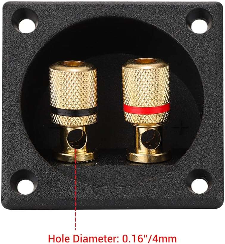 Facmogu 2PCS 2.2 Inch Square 2-Way Speaker Box Terminal Cup with Banana Plugs, Screw Type Binding Post Subwoofer Box Speaker Terminal Plates for DIY Home Car Stereo Subwoofer - Image 4
