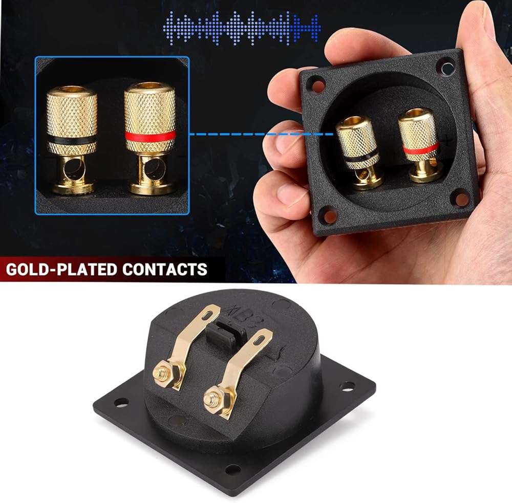 Facmogu 2PCS 2.2 Inch Square 2-Way Speaker Box Terminal Cup with Banana Plugs, Screw Type Binding Post Subwoofer Box Speaker Terminal Plates for DIY Home Car Stereo Subwoofer - Image 5