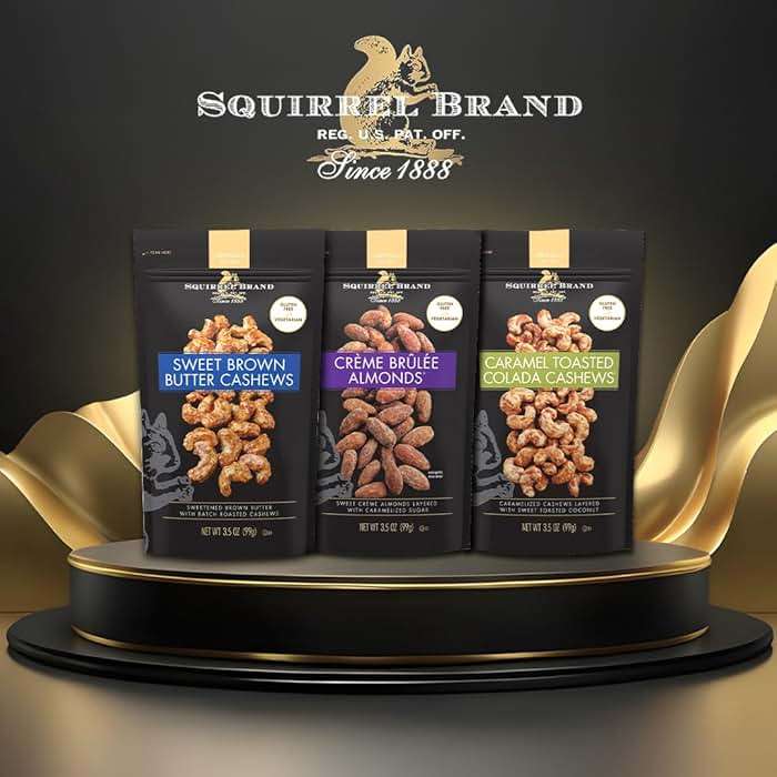 Squirrel Brand Sweet Brown Butter Cashews, 3.5 oz Resealable Bag, Gourmet Flavored Cashews Nuts, Gluten Free, Vegetarian - Image 6
