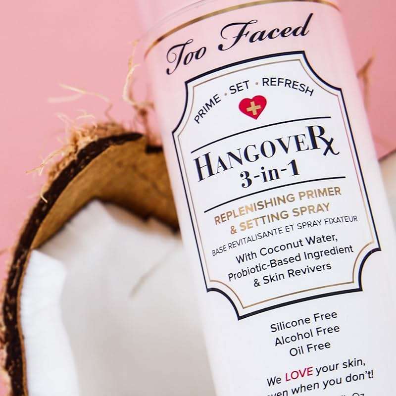 Too Faced Hangover 3-in-1 Primer & Setting Spray | Soothing & Hydrating Setting Spray for Face Makeup | Coconut Water - Image 3