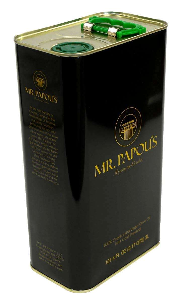 Mr. Papou's Authentic Greek Extra Virgin Olive Oil – Polyphenol Rich, First Cold Pressed, Family Owned, Single Region, Harvested in Greece – 3 Liter (101.4 fl oz) - Image 1