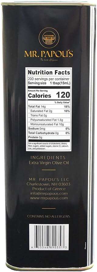Mr. Papou's Authentic Greek Extra Virgin Olive Oil – Polyphenol Rich, First Cold Pressed, Family Owned, Single Region, Harvested in Greece – 3 Liter (101.4 fl oz) - Image 2