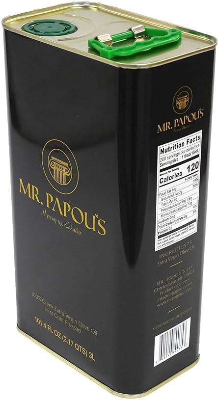 Mr. Papou's Authentic Greek Extra Virgin Olive Oil – Polyphenol Rich, First Cold Pressed, Family Owned, Single Region, Harvested in Greece – 3 Liter (101.4 fl oz) - Image 5