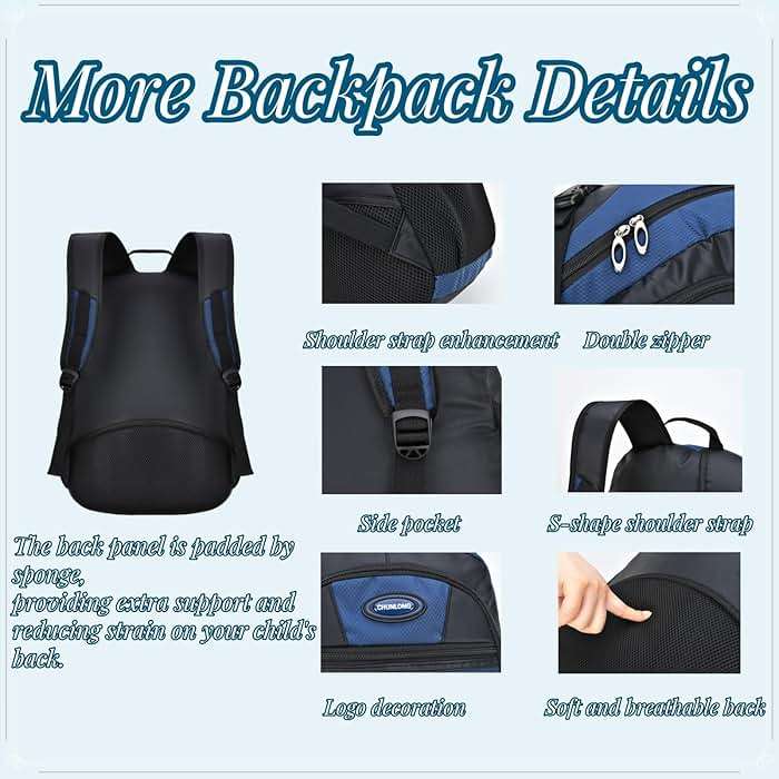 VIDOSCLA Teens Elementary School Backpack Casual Day pack Students Book Bags Outdoor Travel Knapsack Bags for Boys Girls - Image 5