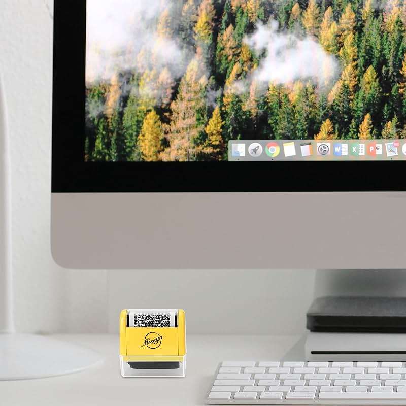 Miseyo Wide Identity Theft Protection Roller Stamp Set - Yellow (3 Refill Ink Included) - Image 2