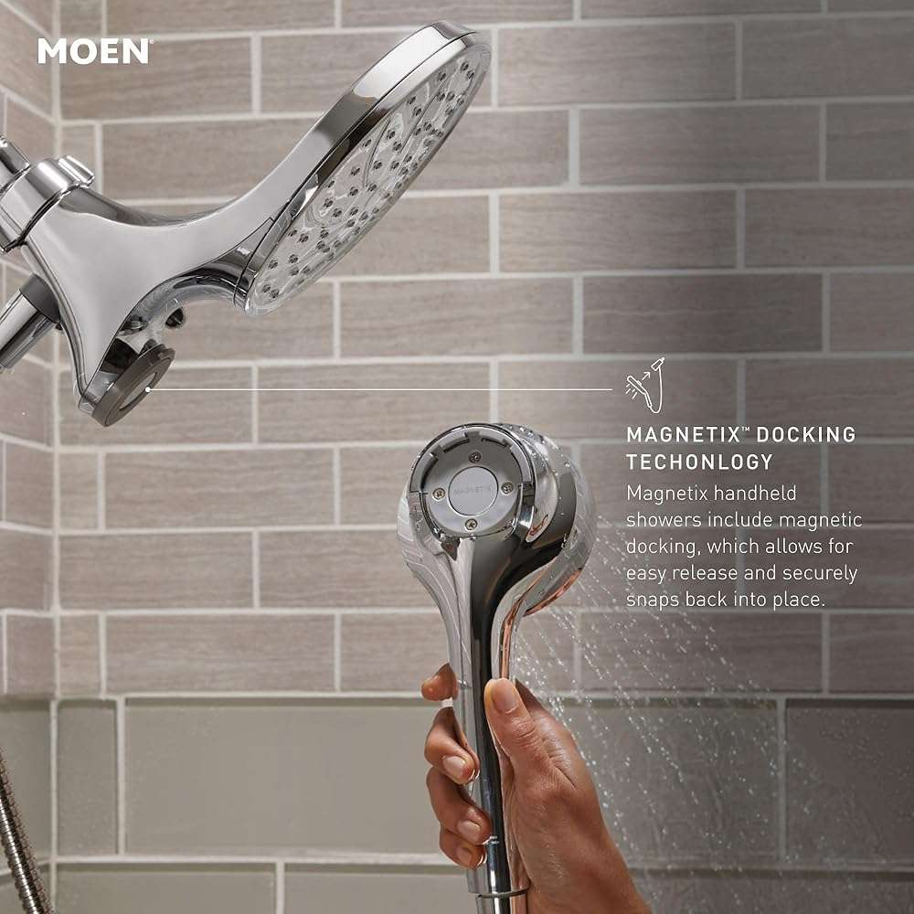 Moen Engage Chrome Magnetix 2-in-1 Combo Rain Showerhead with Detachable Handheld Shower Spray, Featuring Magnetic Docking System, 26009 - Image 8