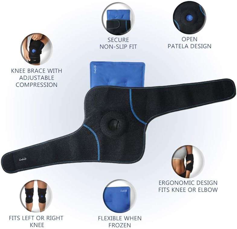 ComfiLife Knee Ice Pack with Wrap Reusable Hot & Cold Therapy Gel Pack Adjustable Compression Support for Injuries, Pain, Surgery, Arthritis, Meniscus and More - Image 2