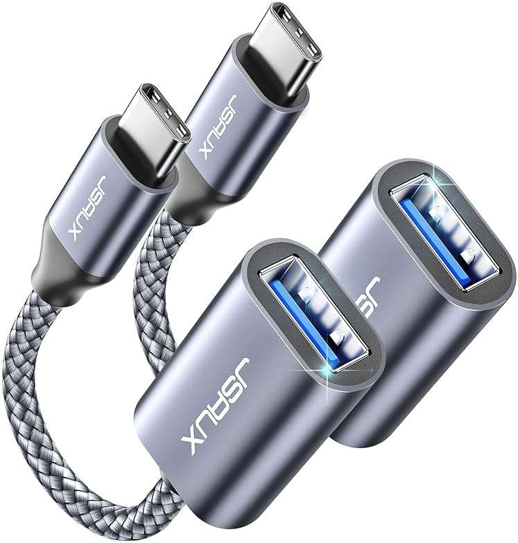 JSAUX USB C to USB 3.0 Adapter [2 Pack], USB C Male to USB Female OTG Cable Adapter Compatible with MacBook Pro/Air, iPhone 17 Pro Max/iPhone Air/17e/16e/16/15 Series, Samsung Galaxy S25/S24/S23 - Image 1